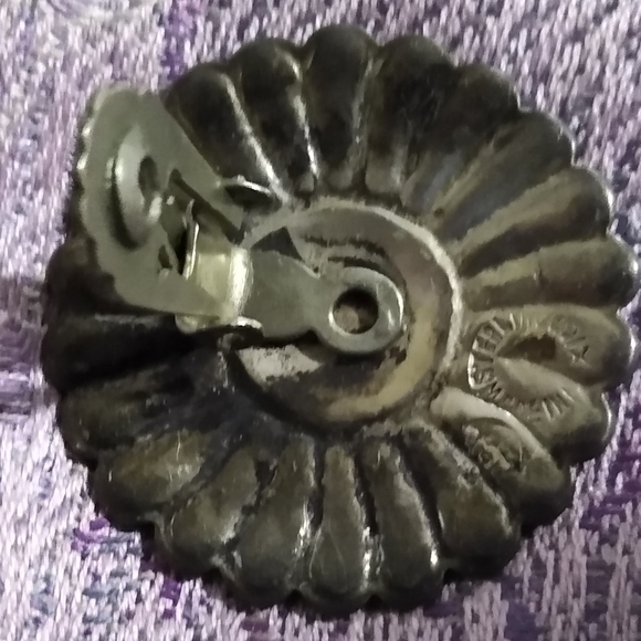 Vintage 1950s Margot de Taxco Brooch and Earrings Enamel Blue and White - Picture 7 of 7